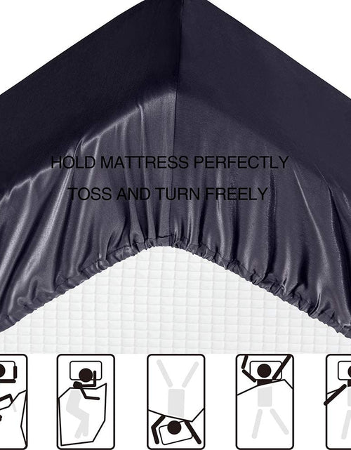 Load image into Gallery viewer, Satin Sheets Queen, Black Silk Sheets, Soft Silk Bed Sheets with 1 Deep Pocket Fitted Sheet &amp; 1 Flat Sheet &amp; 2 Silky Satin Pillowcases
