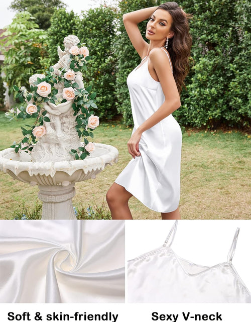 Load image into Gallery viewer, Sexy Sleepwear for Women Satin Lingerie Chemise Slip Nightgown Dress
