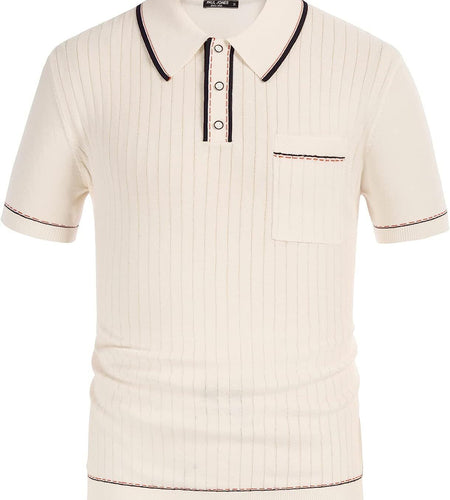 PJ PAUL JONES Men'S Short Sleeve Knit Button Polo Shirts Casual Pullover Golf Sh