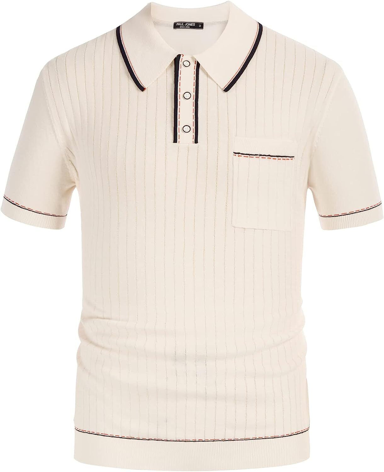PJ PAUL JONES Men'S Short Sleeve Knit Button Polo Shirts Casual Pullover Golf Sh