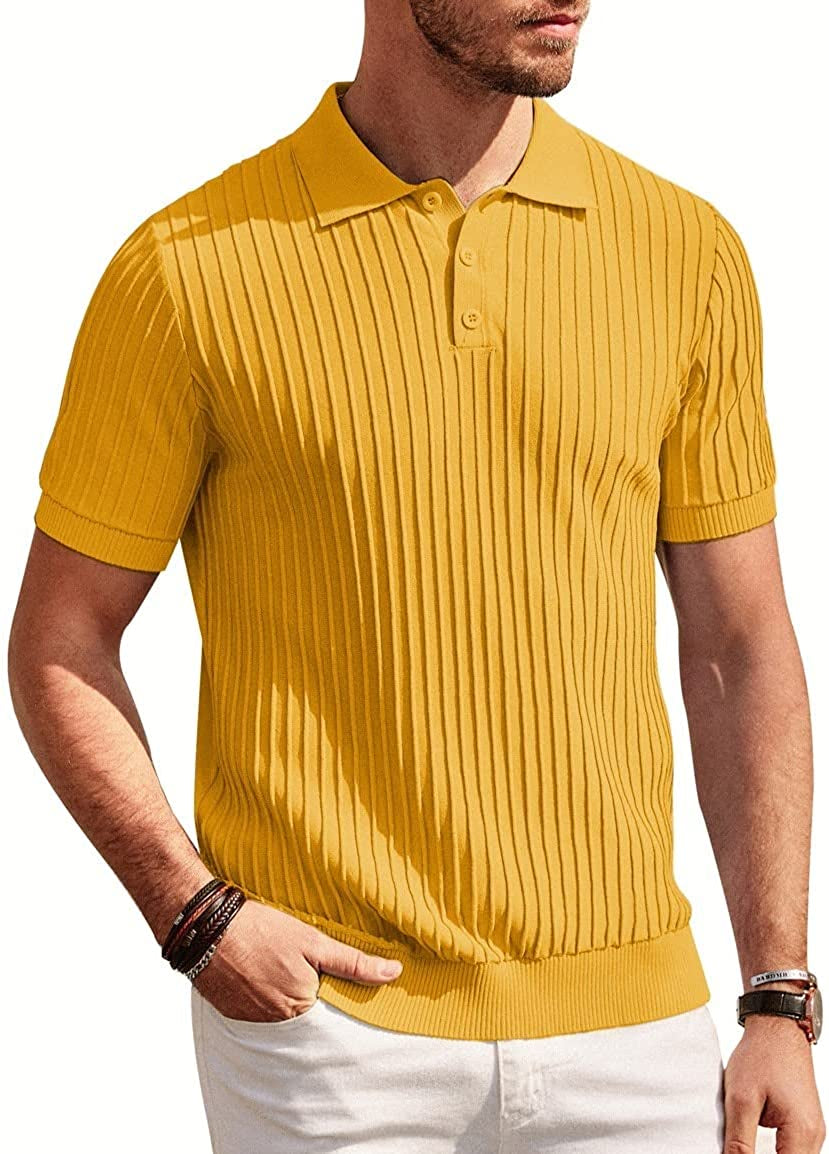 PJ PAUL JONES Mens Knit Polo Shirts Casual Short Sleeve Regular Fit Breathable G