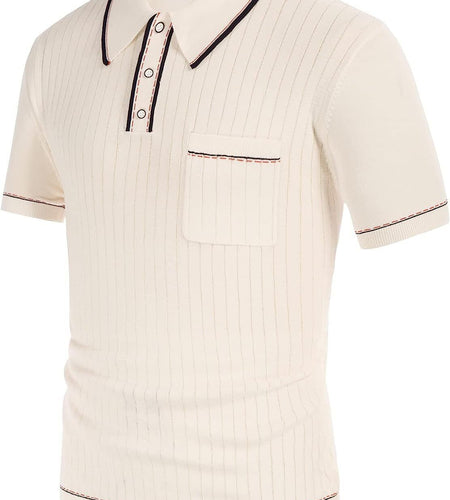 PJ PAUL JONES Men'S Short Sleeve Knit Button Polo Shirts Casual Pullover Golf Sh