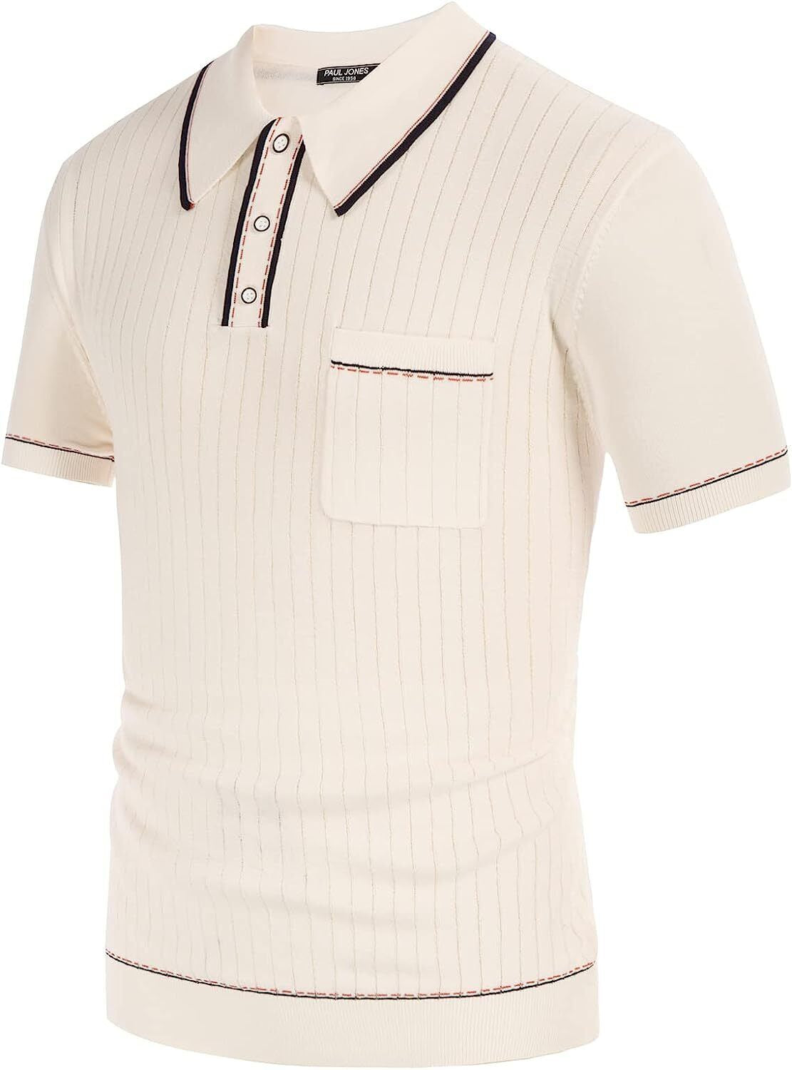 PJ PAUL JONES Men'S Short Sleeve Knit Button Polo Shirts Casual Pullover Golf Sh