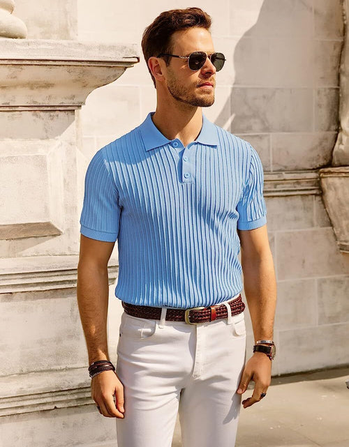 Load image into Gallery viewer, PJ PAUL JONES Mens Knit Polo Shirts Casual Short Sleeve Regular Fit Breathable G
