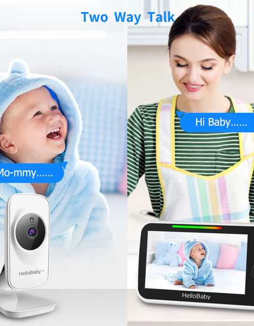 Load image into Gallery viewer, Video Baby Monitor with Camera and Audio, 5" Color LCD Screen,  Monitor Camera, Infrared Night Vision, Temperature Display, Lullaby, Two Way Audio and VOX Mode 5 Inches
