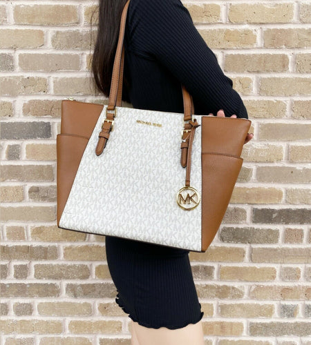 Michael Kors Charlotte Top Zip Tote MK Signature Shoulder Bag