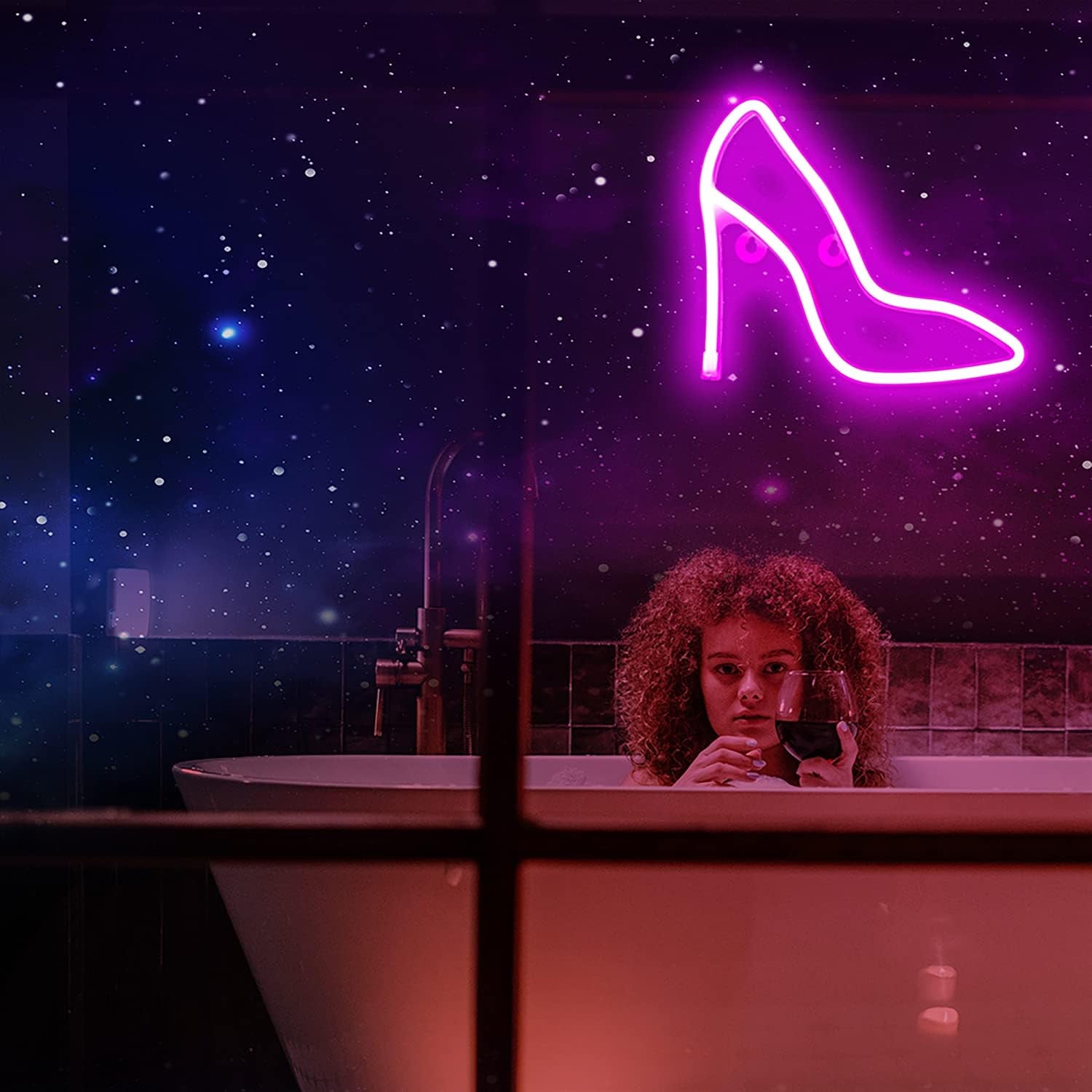 Neon Sign High Heels Neon Lights LED Signs, Battery or USB Powered Light up Neon Signs for Wall Decor for Bedroom, Kids Room, Living Room, Bar, Party, Christmas, Wedding (Pink)