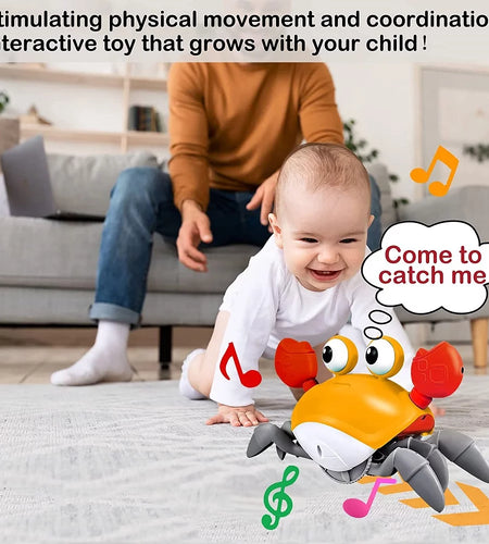 Crawling Crab Toy for Baby Tummy Time with Music, Cute Walking Crab Babies Sensory Toy