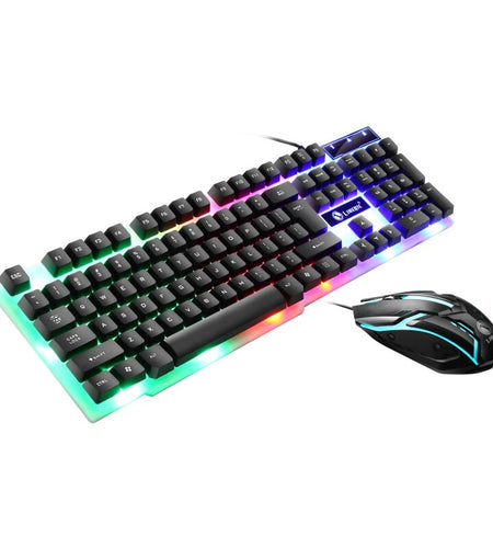 USB Wired Gaming Keyboard Mouse Combos PC Rainbow Colorful LED Backlit Gaming Mouse and Keyboard Set Kit for Home Office Gamer