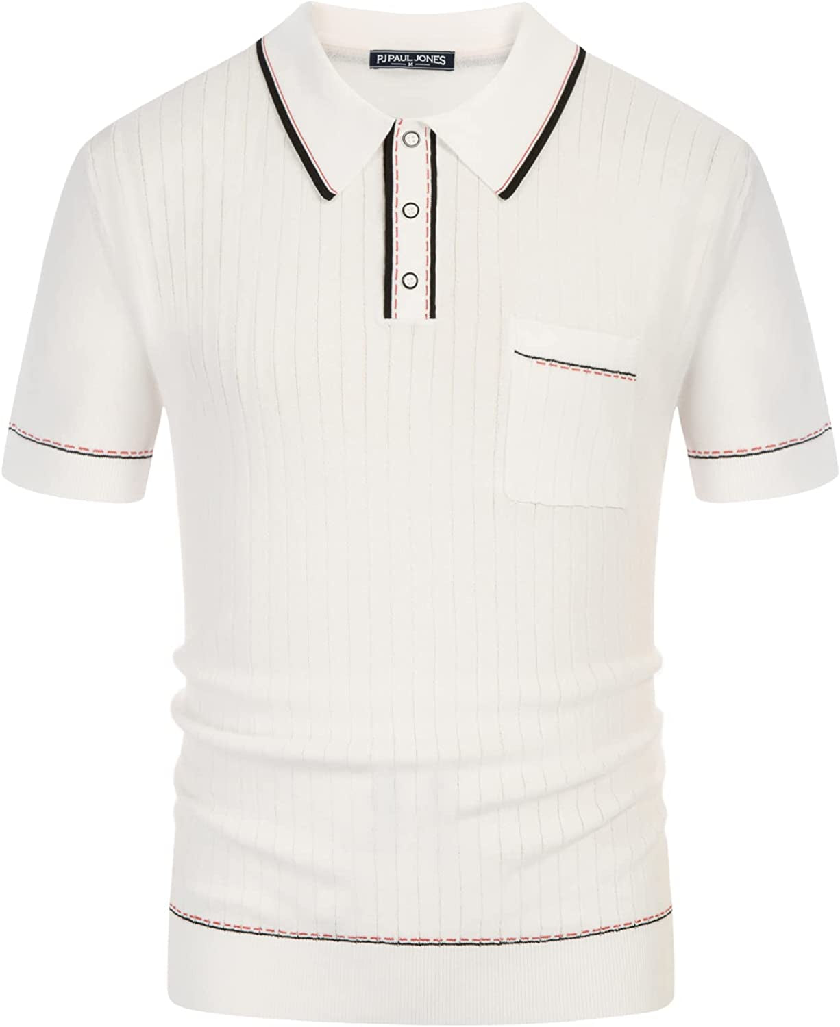 PJ PAUL JONES Men'S Short Sleeve Knit Button Polo Shirts Casual Pullover Golf Sh