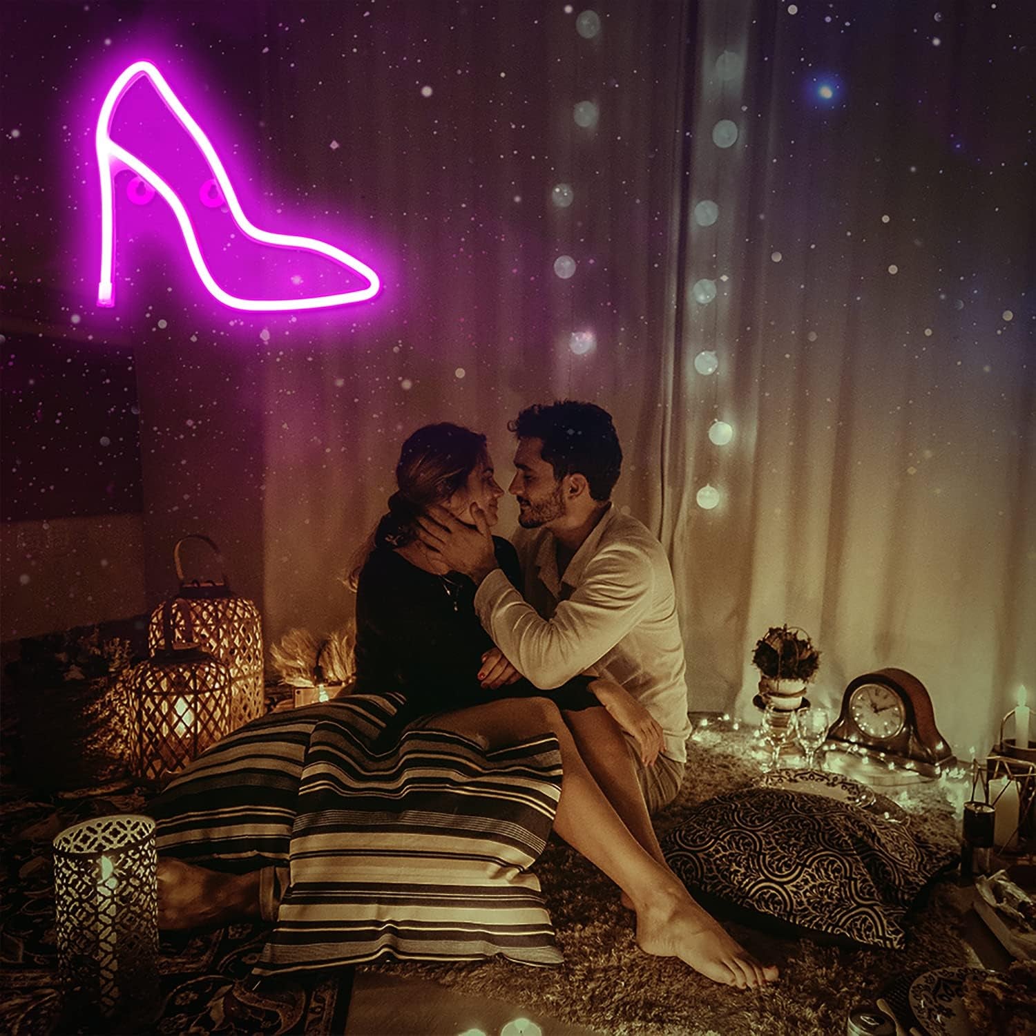 Neon Sign High Heels Neon Lights LED Signs, Battery or USB Powered Light up Neon Signs for Wall Decor for Bedroom, Kids Room, Living Room, Bar, Party, Christmas, Wedding (Pink)
