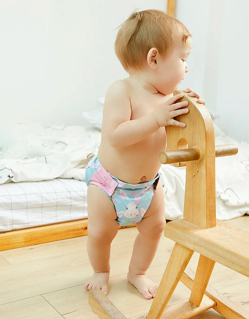 Load image into Gallery viewer, 5Pcs Happy Flute Night Use AIO Cloth Diaper Heavy Wetter Baby Diapers Bamboo Charcoal Double Guards Fit 3-15Kg Baby
