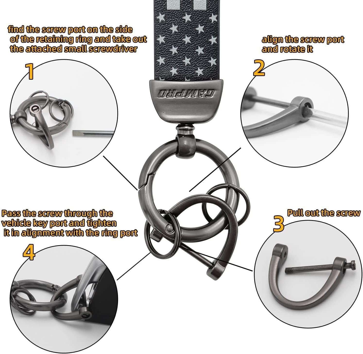 American Flag Car Keychain Accessories with Zinc Alloy Suit for Chevrolet, Ford, Buick, Jeep
