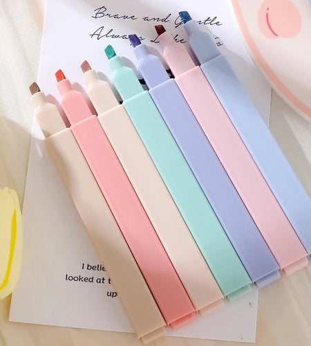 6Pcs/Set Pastel Color Highlighter Kawaii Stationery Color Marker School Supplies Student Marker Highlighter Japanese Stationery