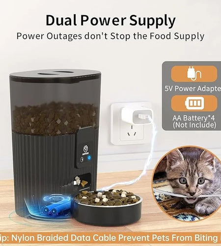 Smart Automatic Pet Feeder, Wifi-Enabled Pet Feeder for Cat and Dog, Compatible with Alexa & Echo, Features 15-Cup Capacity and Timed Dispensing, Remote Feeding up to 10 Meals Daily via App Control