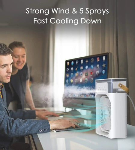 Portable Humidifier Fan Air Conditioner Household Small Air Cooler Hydrocooling Portable Air Adjustment for Office 3 Speed Fan