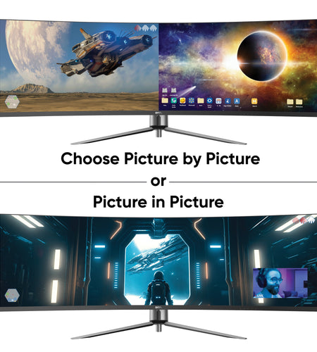 49" Curved Dual FHD (3840 X 1080P) 144Hz 1Ms Gaming Monitor with Cables, Black, New