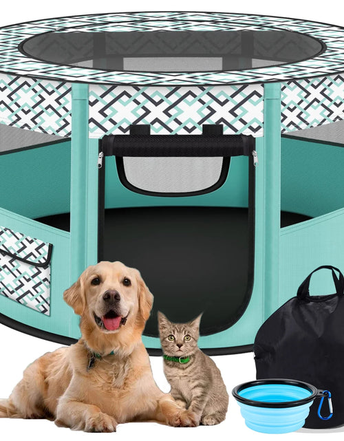 Load image into Gallery viewer, Large Pet Playpen, 44" Diameter 24" Height Dog Playpen, Heavy Duty Portable Exercise Pen Tent for Dog, Cat, Rabbit, Foldable Indoor Outdoor Travel Use, Come with Carrying Case
