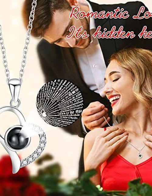 Load image into Gallery viewer, Mothers Day Gifts for Her Preserved Rose with I Love You Necklace in 100

