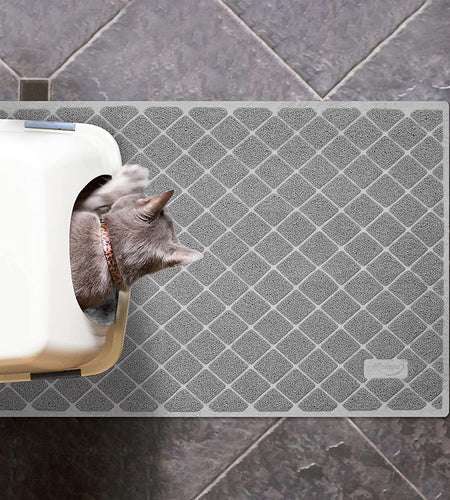 Premium Cat Litter Mat, Litter Box Mat with Non-Slip and Waterproof Backing, Litter Trapping Mat Soft on Kitty Paws and Easy to Clean, Cat Mat Traps Litter from Box