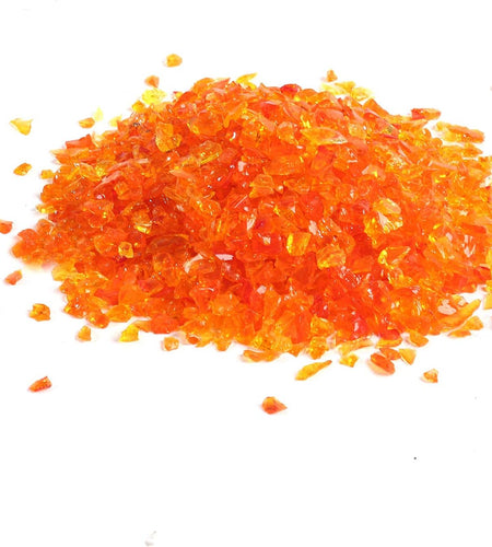 High Luster Reflective Fire Glass Gravel,Fire Gems,Fire Drops,Fire Glass Pebbles Stones Beads Chips for Fire Pit Fish Tank Aquarium Garden,3-6Mm 305G/0.67Lb (Orange Red)