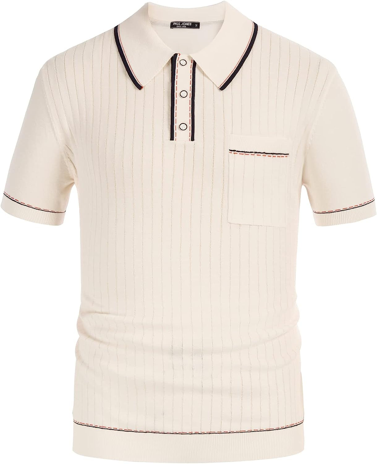 PJ PAUL JONES Men'S Short Sleeve Knit Button Polo Shirts Casual Pullover Golf Sh