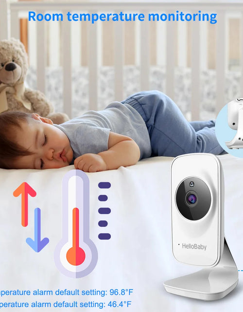 Load image into Gallery viewer, Video Baby Monitor with Camera and Audio, 5" Color LCD Screen,  Monitor Camera, Infrared Night Vision, Temperature Display, Lullaby, Two Way Audio and VOX Mode 5 Inches
