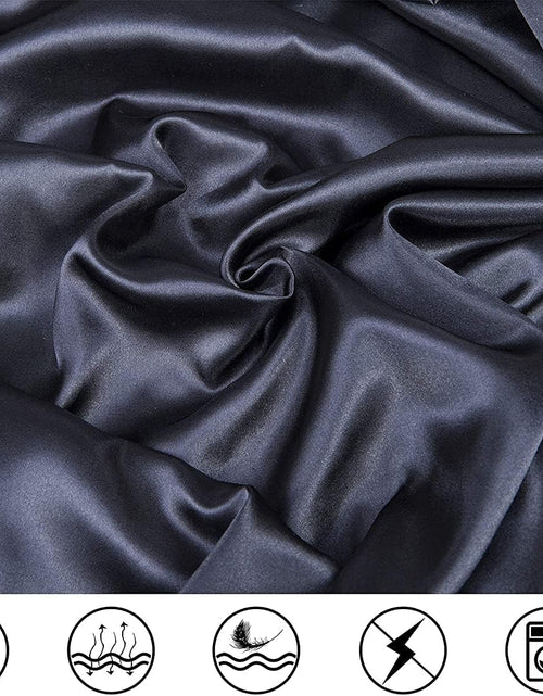 Load image into Gallery viewer, Satin Sheets Queen, Black Silk Sheets, Soft Silk Bed Sheets with 1 Deep Pocket Fitted Sheet &amp; 1 Flat Sheet &amp; 2 Silky Satin Pillowcases
