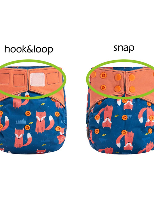 Load image into Gallery viewer, 5Pcs Happy Flute Night Use AIO Cloth Diaper Heavy Wetter Baby Diapers Bamboo Charcoal Double Guards Fit 3-15Kg Baby
