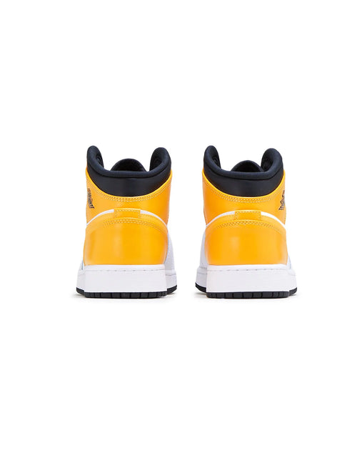 Load image into Gallery viewer, Big Kid'S  1 Mid "University Gold" White/University Gold-Blk (554725 170) - 6.5
