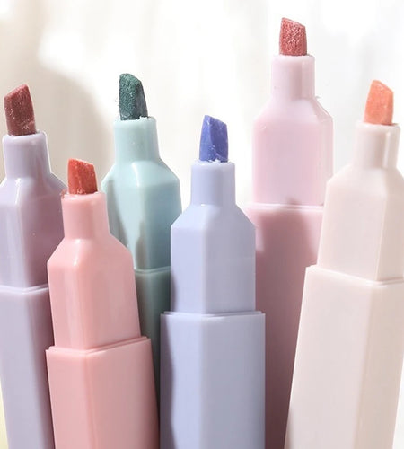 6Pcs/Set Pastel Color Highlighter Kawaii Stationery Color Marker School Supplies Student Marker Highlighter Japanese Stationery