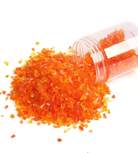 High Luster Reflective Fire Glass Gravel,Fire Gems,Fire Drops,Fire Glass Pebbles Stones Beads Chips for Fire Pit Fish Tank Aquarium Garden,3-6Mm 305G/0.67Lb (Orange Red)
