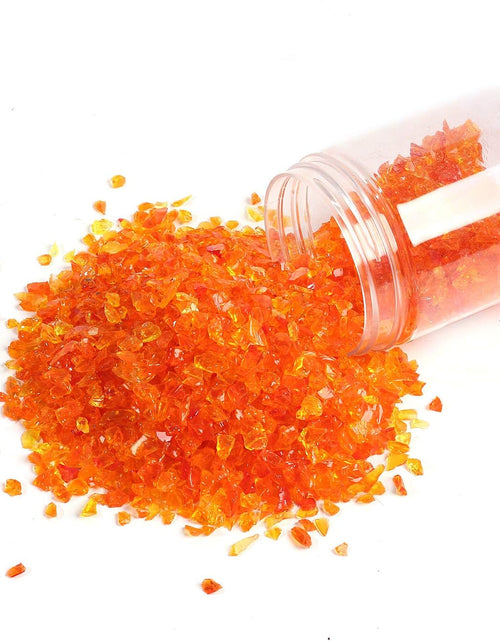 Load image into Gallery viewer, High Luster Reflective Fire Glass Gravel,Fire Gems,Fire Drops,Fire Glass Pebbles Stones Beads Chips for Fire Pit Fish Tank Aquarium Garden,3-6Mm 305G/0.67Lb (Orange Red)
