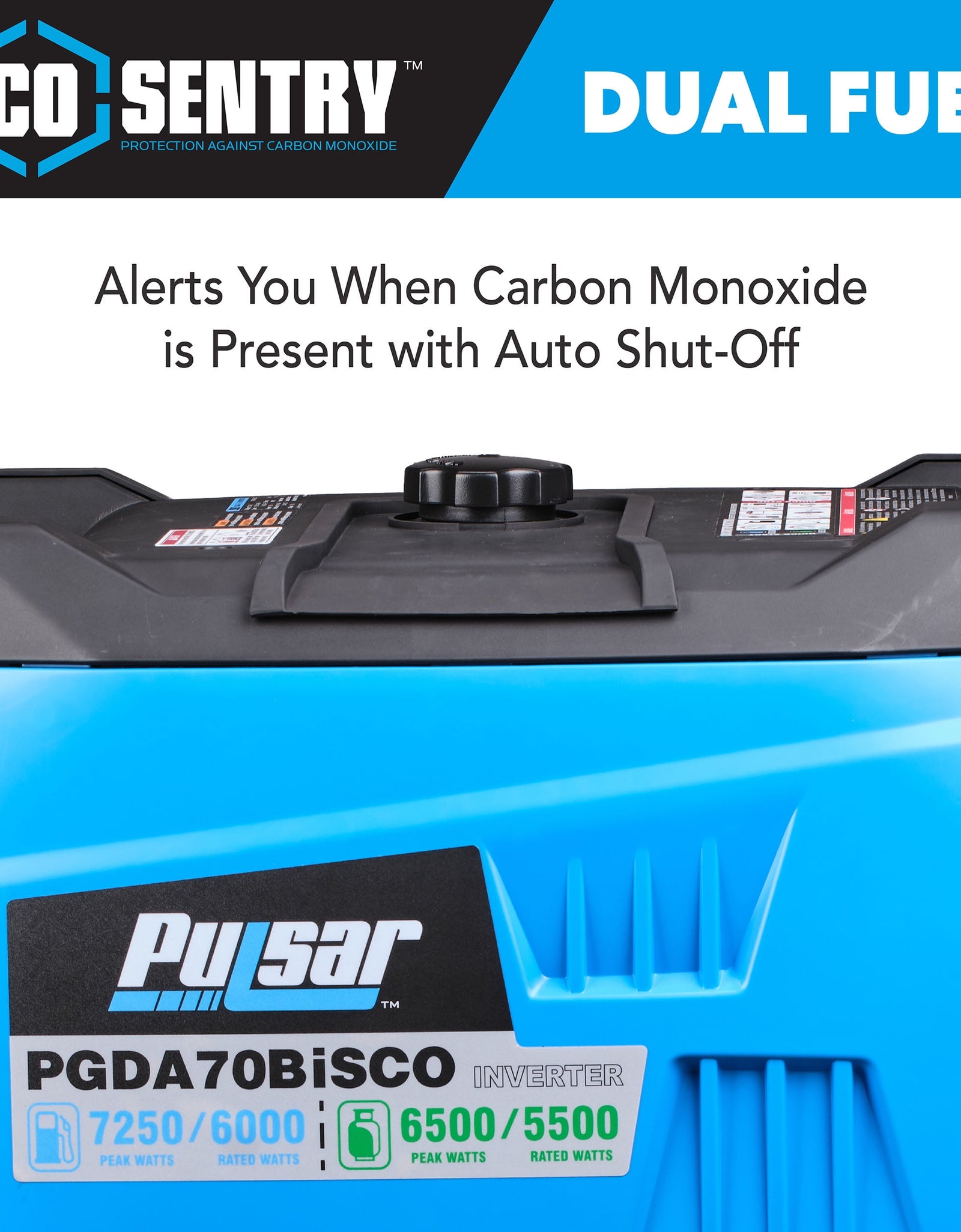 7,250 Watt Super Quiet Dual Fuel Inverter Generator with CO Alert and Remote Start