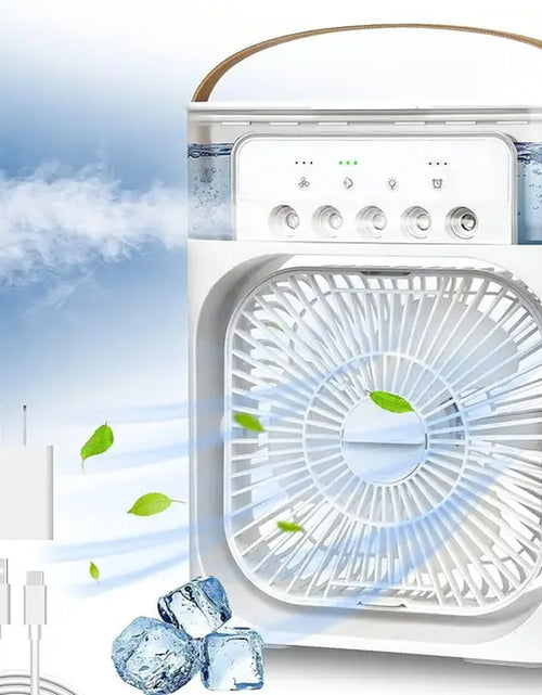 Load image into Gallery viewer, Portable Air Conditioner Fan Mini Evaporative Air Cooler with 7 Colors LED Light 1/2/3 H Timer 3 Wind Speeds and 3 Spray Modes
