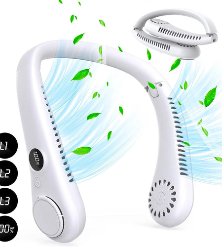 Portable Neck Fan, Hands Free Bladeless Fan,4000 Mah Battery 3 Speeds USB Powered Desk Fan Rechargeable Headphone Design Wearable Personal Fan