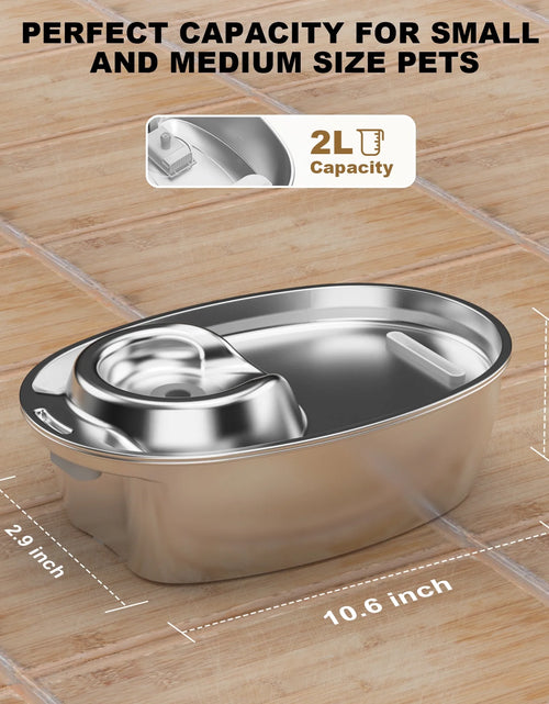 Load image into Gallery viewer, Cat Water Fountain, Stainless Steel Pet Water Fountain, Automatic Cat Water Dispenser, Dog Water Fountain, Dishwasher Safe, 67Oz/2L
