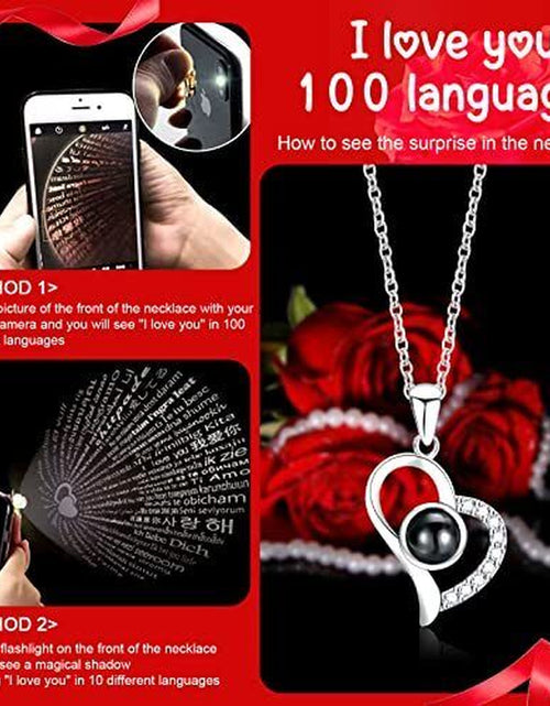 Load image into Gallery viewer, Mothers Day Gifts for Her Preserved Rose with I Love You Necklace in 100
