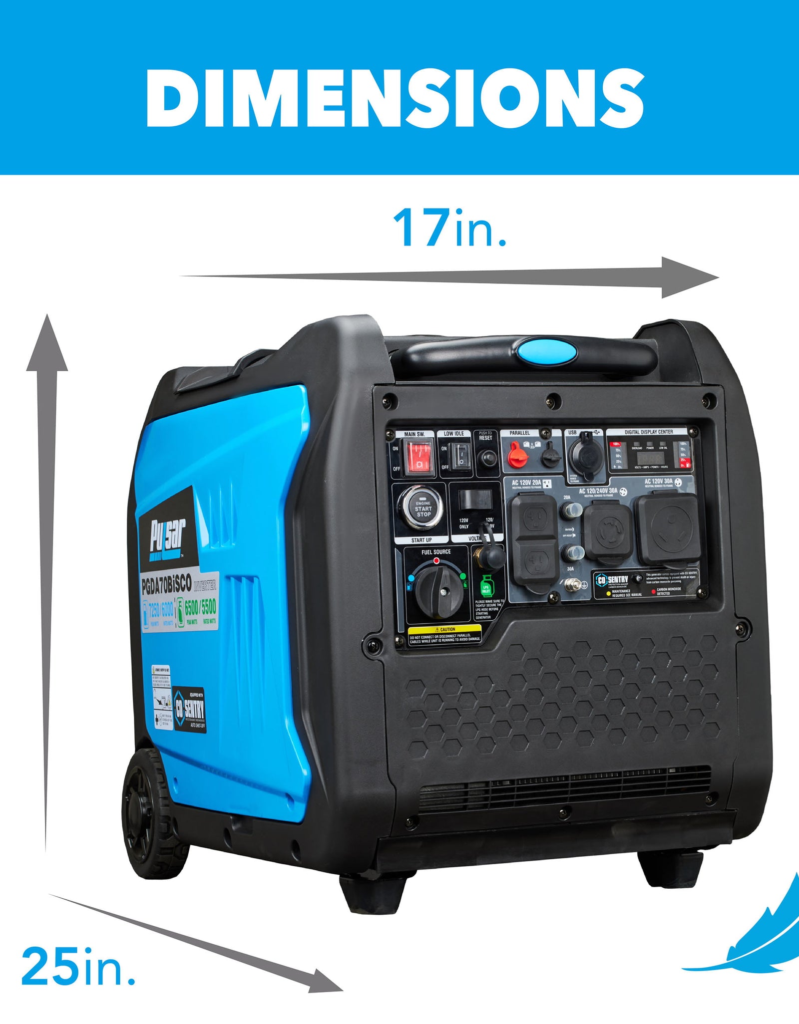 7,250 Watt Super Quiet Dual Fuel Inverter Generator with CO Alert and Remote Start