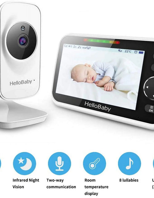 Load image into Gallery viewer, Video Baby Monitor with Camera and Audio, 5" Color LCD Screen,  Monitor Camera, Infrared Night Vision, Temperature Display, Lullaby, Two Way Audio and VOX Mode 5 Inches
