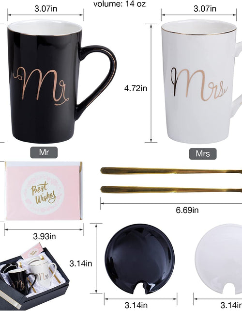 Load image into Gallery viewer, Mr and Mrs Coffee Mugs Set - Unique Wedding Gifts for Bride and Groom - His and Hers Anniversary Present Husband and Wife -Engagement Gifts for Him Her for Parents for Valentine'S Day
