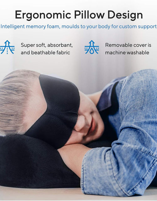 Load image into Gallery viewer, Travel Blanket Luxury Travel Set - Ergonomic Airplane Neck Pillow 100% Pure Memory Foam and Super Soft Fleece Blanket - Premium 3D Sleep Mask &amp; Earplugs - Ultimate 4-In-1 Travel Kit Black
