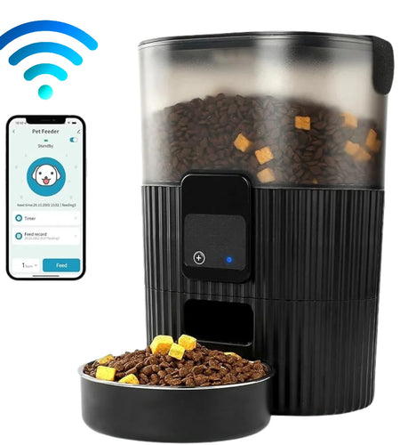 Smart Automatic Pet Feeder, Wifi-Enabled Pet Feeder for Cat and Dog, Compatible with Alexa & Echo, Features 15-Cup Capacity and Timed Dispensing, Remote Feeding up to 10 Meals Daily via App Control