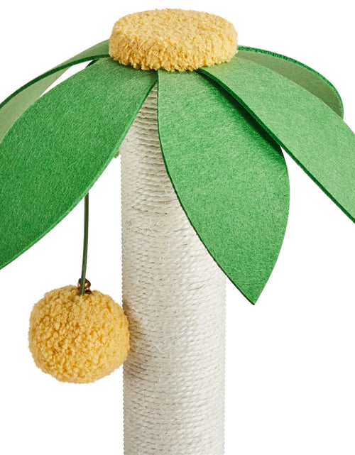Load image into Gallery viewer, Upholstered 2-Level 37" Coconut Palm Cat Tree with Bending Perch, Gree/Yellow
