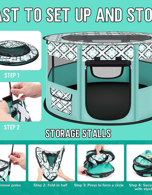 Load image into Gallery viewer, Large Pet Playpen, 44" Diameter 24" Height Dog Playpen, Heavy Duty Portable Exercise Pen Tent for Dog, Cat, Rabbit, Foldable Indoor Outdoor Travel Use, Come with Carrying Case
