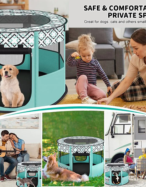 Load image into Gallery viewer, Large Pet Playpen, 44" Diameter 24" Height Dog Playpen, Heavy Duty Portable Exercise Pen Tent for Dog, Cat, Rabbit, Foldable Indoor Outdoor Travel Use, Come with Carrying Case
