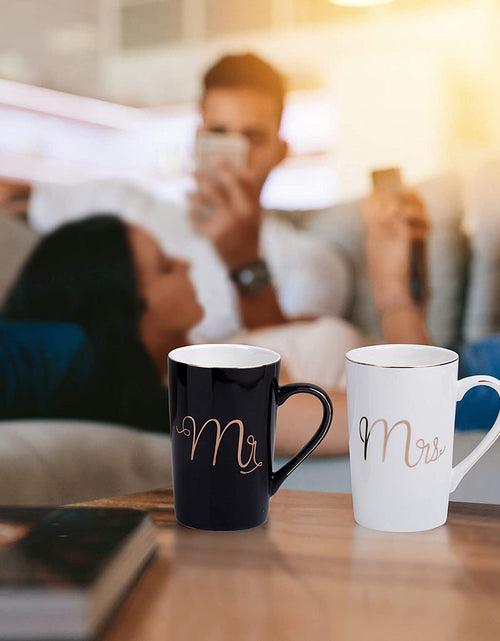 Load image into Gallery viewer, Mr and Mrs Coffee Mugs Set - Unique Wedding Gifts for Bride and Groom - His and Hers Anniversary Present Husband and Wife -Engagement Gifts for Him Her for Parents for Valentine'S Day
