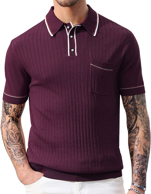 Load image into Gallery viewer, PJ PAUL JONES Men'S Short Sleeve Knit Button Polo Shirts Casual Pullover Golf Sh
