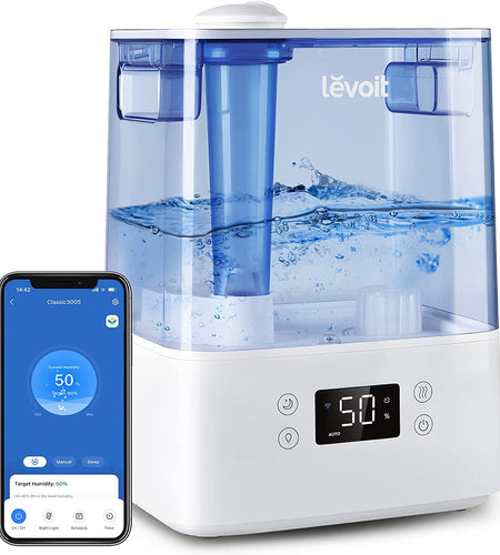 Humidifiers for Bedroom Large Room Home, 6L Top Fill Cool Mist Air Ultrasonic for Plants Indoor with Essential Oils Diffuser for Baby Kids, Smart Control with Humidistat, Quiet Easy Clean, Blue
