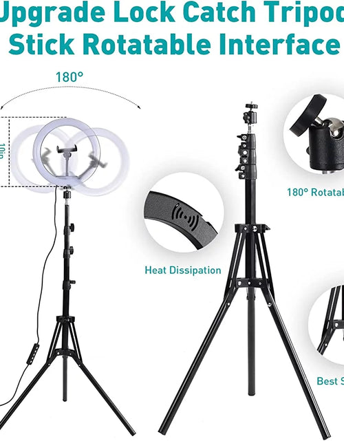 Load image into Gallery viewer, 13" LED RGB Selfie Ring Light W/ Mini &amp; Extendable Tripod Stand &amp; Phone Holder 10 Brightness Level 26 Light Modes Dimmable Ringlight for Beauty Makeup Live Streaming Youtube Video Photography Shooting

